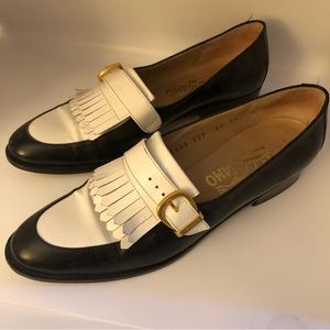 SOLD Salvatore Ferragamo Black & White Loafers